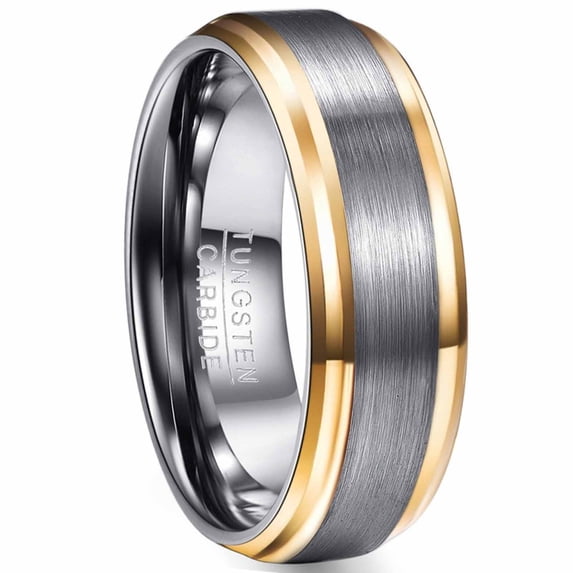 Silver Grey Frosted Gold Side Tungsten Steel Ring Men's Ring