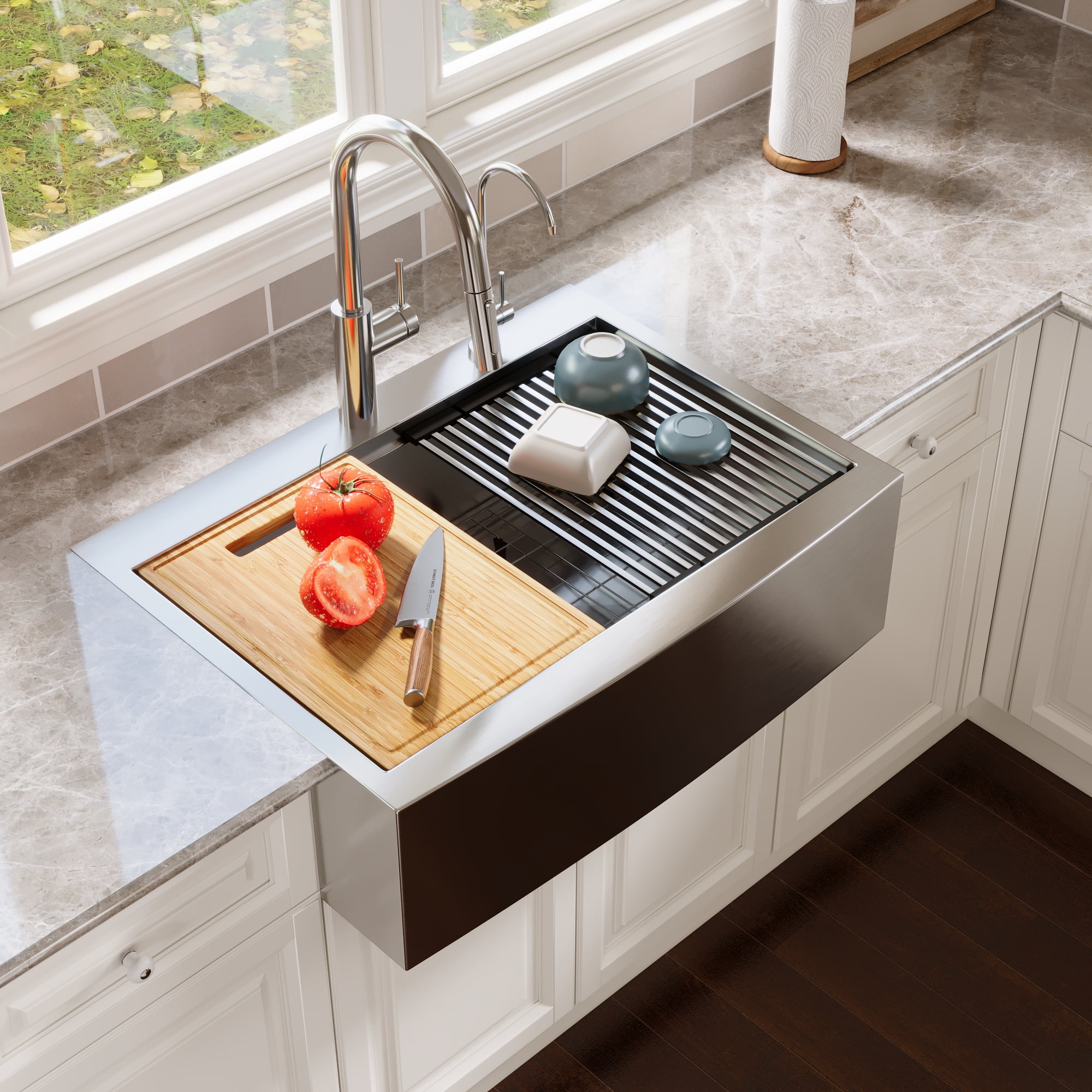 30" Stainless Steel Farmhouse Drop-In Single Bowl Kitchen Sink with Accessories