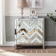 thumbnail image 1 of Silver Grey Storage Cabinet With Mirror Trim - M Shape For Living Room, Dining, Entryway, Kitchen And Glass Construction Dining Product, 1 of 6