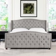 thumbnail image 1 of Silver Grey Upholstered King Bed With Luxury Feel, Headboard Solid Hardwood Shelter Headboard, King,, 1 of 2