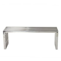Modway Gridiron Medium Stainless Steel Bench in Silver