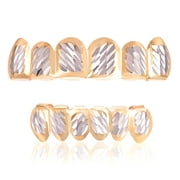 Silver Grillz Gold Teeth for Men Women 18K Gold Plated Polished Rugged Hip Hop Grill Rapper