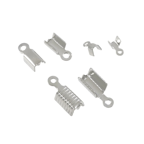 Silver Grooved Crimp Cord End Cap Mix by Bead Landing