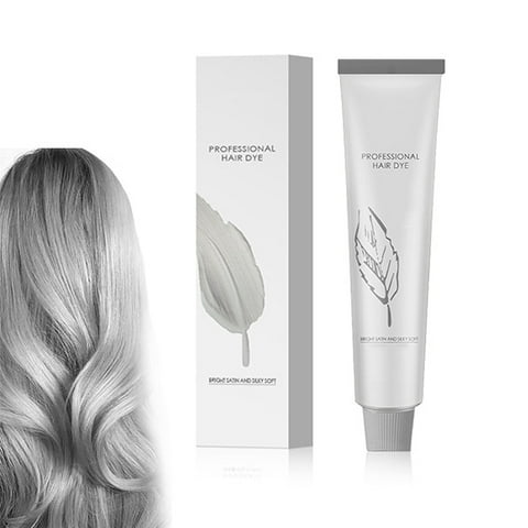 Silver Hair Dye, 2 in 1 Natural Essence Extract Silver Hair Dye, Silver Metallic Hair Dye, Silver Gray Natural Hair Dye Cream, Silver Grey Smoke Hair Color No Bleach, for All Hair Types