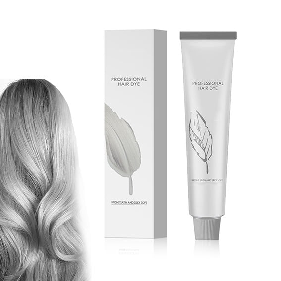 Silver Hair Dye, 2 in 1 Natural Essence Extract Silver Hair Dye, Silver Metallic Hair Dye, Silver Gray Natural Hair Dye Cream, Silver Grey Smoke Hair Color No Bleach, for All Hair Types