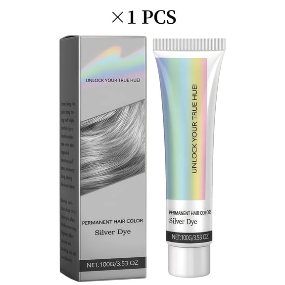 Silver Hair Dye, Long-Lasting Natural Hair Dye, Permanent Gray Hair Color Product, For Men & Women