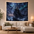 thumbnail image 1 of Silver-Haired Sorceress on Stormy Shore under Teal Aurora, Mystical Fantasy for Magic Fans, Coastal Wall Art, Housewarming Gift, Tapestry Wall Hanging for Bedroom and Studio, 1 of 7