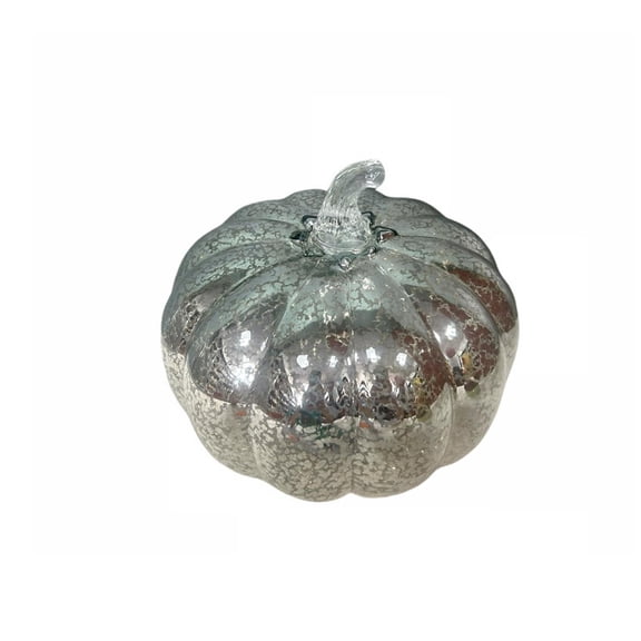 Silver Halloween Pumpkin Decor Indoor Halloween Table Decorations Mercury Glass Style Fall Pumpkin Decor for Home Mantel Shelf Desk Seasonal Display 1 Pack