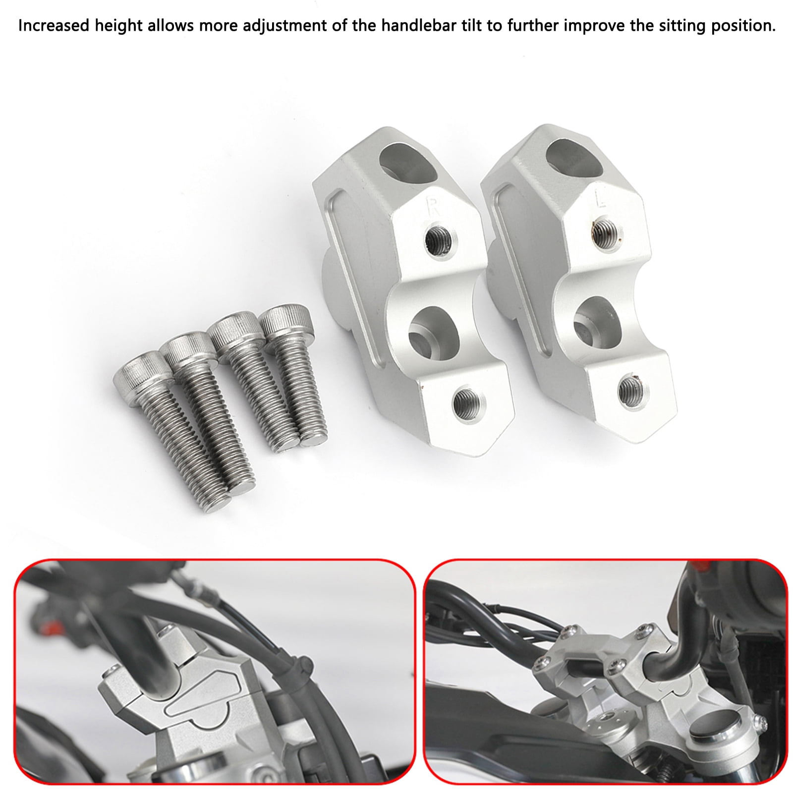 Silver Handlebar Risers 20mm Pullback 7/8