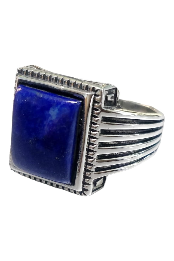 Silver Handmade Ring 925 Sterling Silver Blue Lapis Lazuli GemStone Ring Men's Ring - Genuine Lapis Stones - Outstanding Gifts for him gemstone Rings KOHI Ring- KCR004
