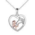 thumbnail image 1 of Silver Heart Jewelry Set for Women Elegant Necklace Bracelet Earrings Combo Horse Pendant for Her, 1 of 6