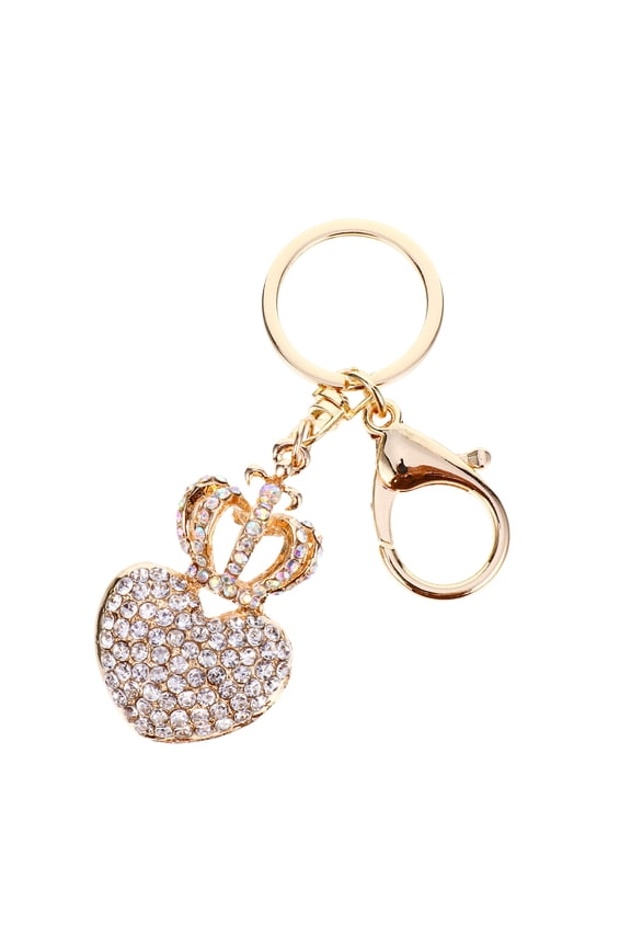 1Pc White Metal Key Ring Holder Crown Design Durable Alloy Keychain Pendant for Bag Decoration