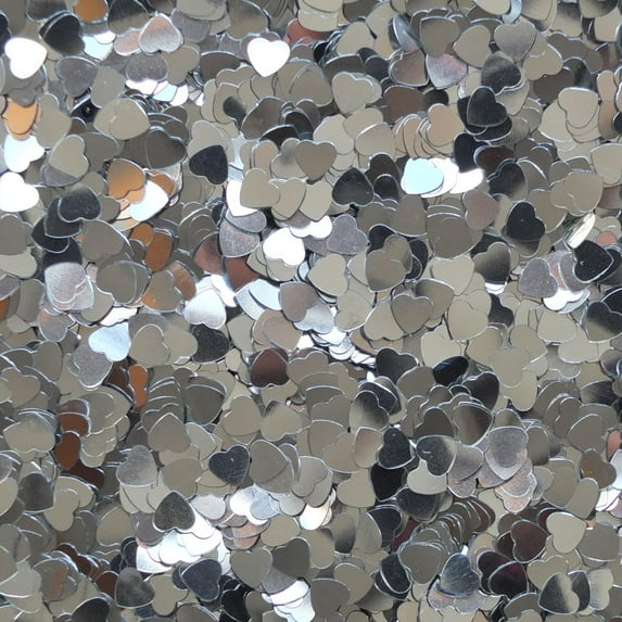 Silver Heart Sequins 6mm No Hole Shiny Metallic Made in USA