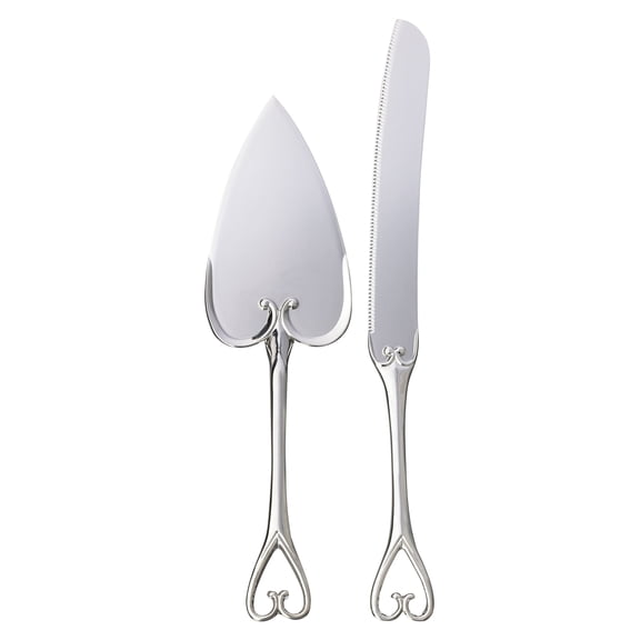 Silver Heart Wedding Cake Knife Set by Celebrate It