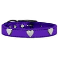 thumbnail image 1 of Silver Heart Widget Genuine Metallic Leather Dog Collar - Purple, Size 10, 1 of 1