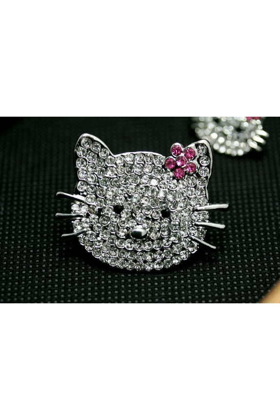 Silver Rhinestone Hello Kitty Cat Brooches, Crystal Hello Kitty Pin