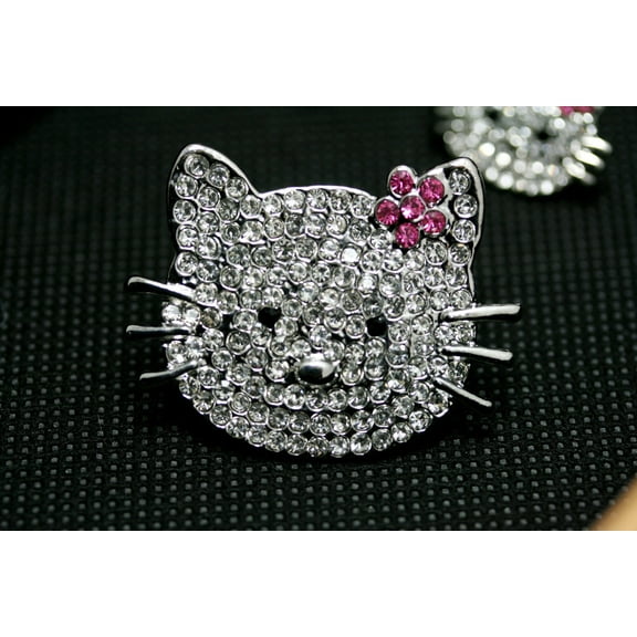 Just Love Jewels Silver Rhinestone Hello Kitty Cat Brooches, Crystal Hello Kitty Pin