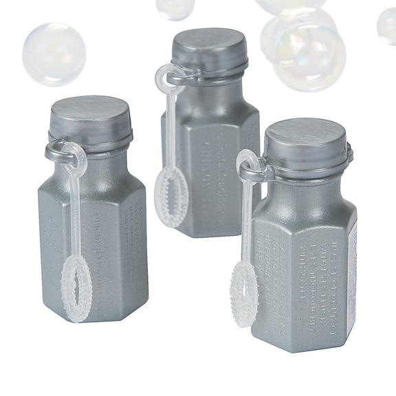 Silver Hexagon Bubble Bottles - 48 Pieces