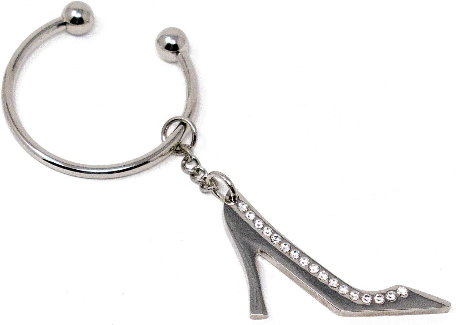 Silver High Heel Horseshoe Screwball Keychain with Single-Side Easy ...