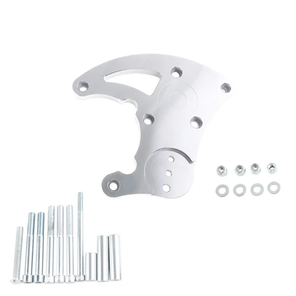 Silver High Mount R4 A/C Compressor Bracket, Passenger Side Fit LS1 LS2 LS3 LS6 LQ4 LQ9 Vortec Truck SUV, Compatible with GM 1988-1995 OEM R4 Compressor & 1999-2013 LS Vortec Engines