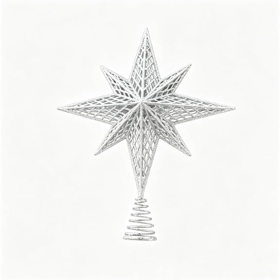 Silver Hollow Metal Christmas Treetop, Large Iron Tree Top Decor