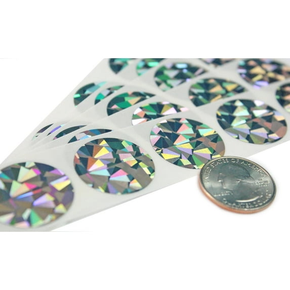 My Scratch Offs 1 Inch Silver Hologram Round Scratch Off Sticker Labels, 100 Count