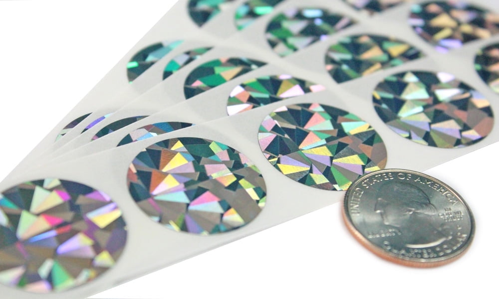 My Scratch Offs 1-Inch Silver Hologram Round Sticker Labels, 250 Count
