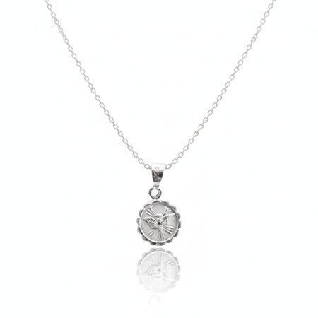 Silver Holy Spirit Round-Pendant Necklace 18-inch