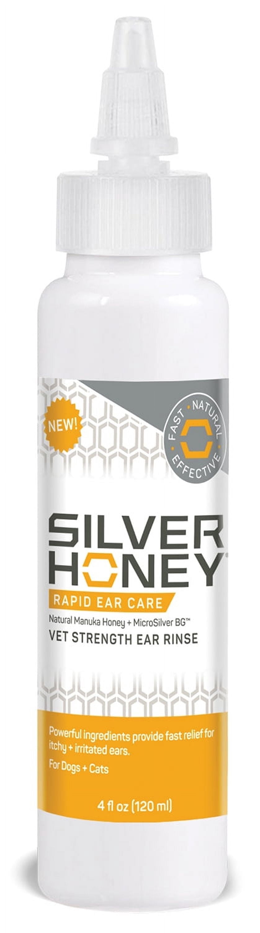 Silverlining Rinse Silver Honey Rapid Ear Care Vet Strength Ear Rinse for Dogs & Cats, 4 ...