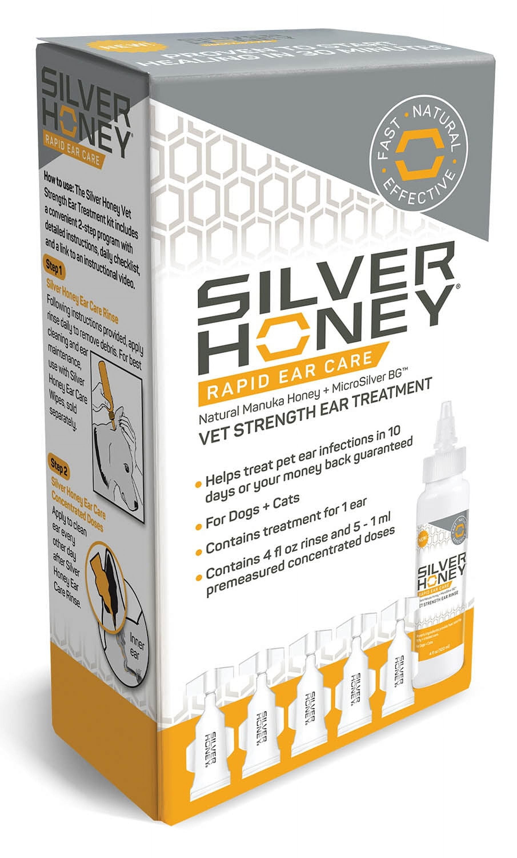 Silver Honey Rapid Ear Care Vet Strength Rinse + Concentrated Doses Treatment Kit for Dogs & Cats