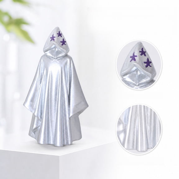 Silver Hooded Faceless Ghost Resin Ornament, Gothic Hanging Figurine, Spooky Pendant for Window, Garden, Halloween Party Decor Silver