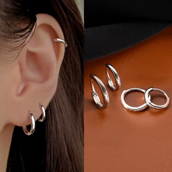 Silver Hoop Earrings for Women, Hypoallergenic Surgical Steel Simple Plain Hoop Earrings 16mm