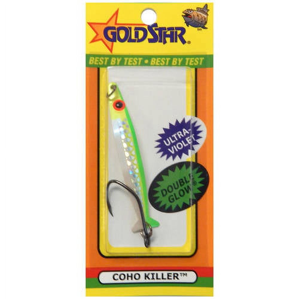 Silver Horde Coho Killer Fishing Spoon Glow/UV Chart-Green Edge Lemon-Lime  Cream