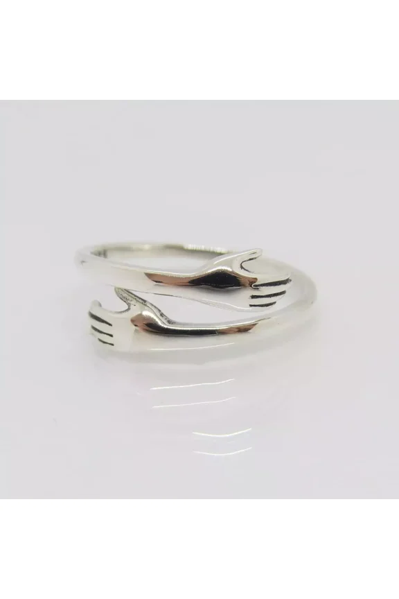 Silver Hug Adjustable Ring, Lover's Ring, Couple Ring, Name Engraving Ring .