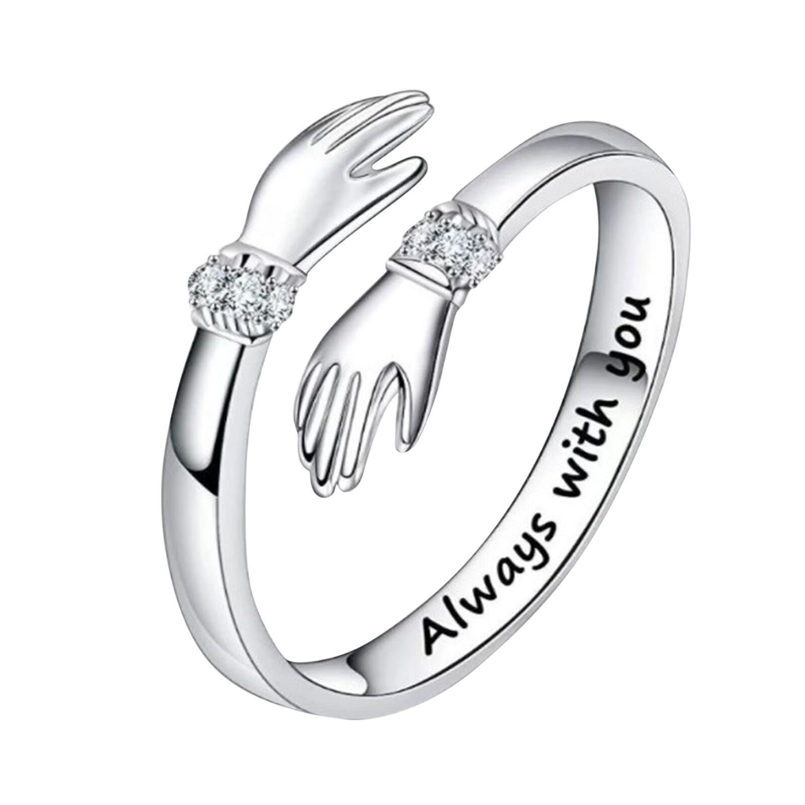 Silver Hug Rings Always With You Adjustable Hug Ring For Couple Hugging
