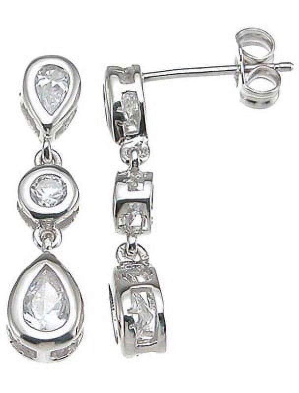 ICEPOSH Silver Hypoallergenic Earrings Makes Unique Woman Birthday Gift Ideas, Brilliant Cut Three Stone Sterling Silver Earrings