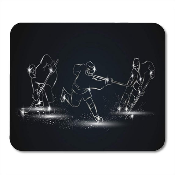 Silver Ice Hockey Players Linear for Sport and Puck Abstract Action Aluminum Mousepad Mouse Pad Mouse Mat 9x10 inch