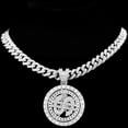 Silver Iced Out Bling Rhinestone Dollar Pendant Men‘s Necklace with