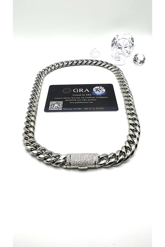 Silver Iced Out Moissanite Cuban Link