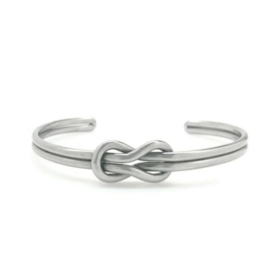 Silver Infinity Knot Cuff Bracelet Stainless Steel Non Tarnish Adjustable