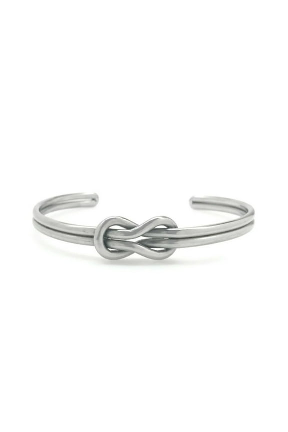 Silver Infinity Knot Cuff Bracelet Stainless Steel Non Tarnish Adjustable