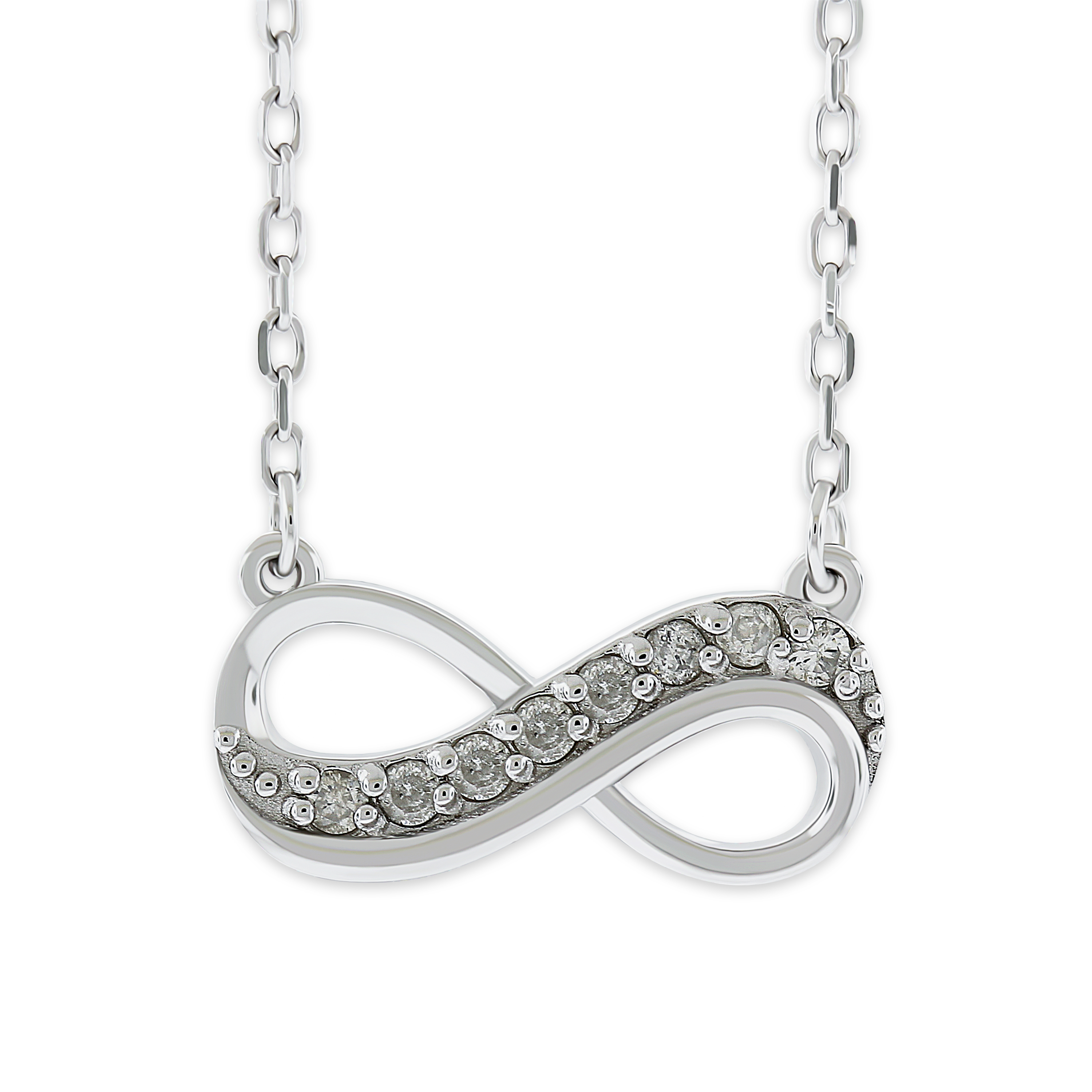 Silver Infinity Necklace with Cubic Zirconia Stones - 925 Sterling ...