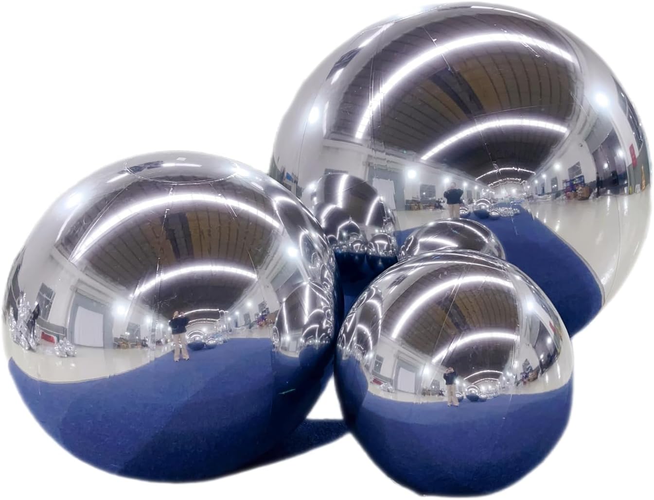 Silver Inflatable Mirror Ball Set - Sealed Shinny Balls Reusable Giant Mirror Balloon Sealed Disco Sphere For Wedding Nightclub Party Stage Hanging Decoration(3pcs1pack)