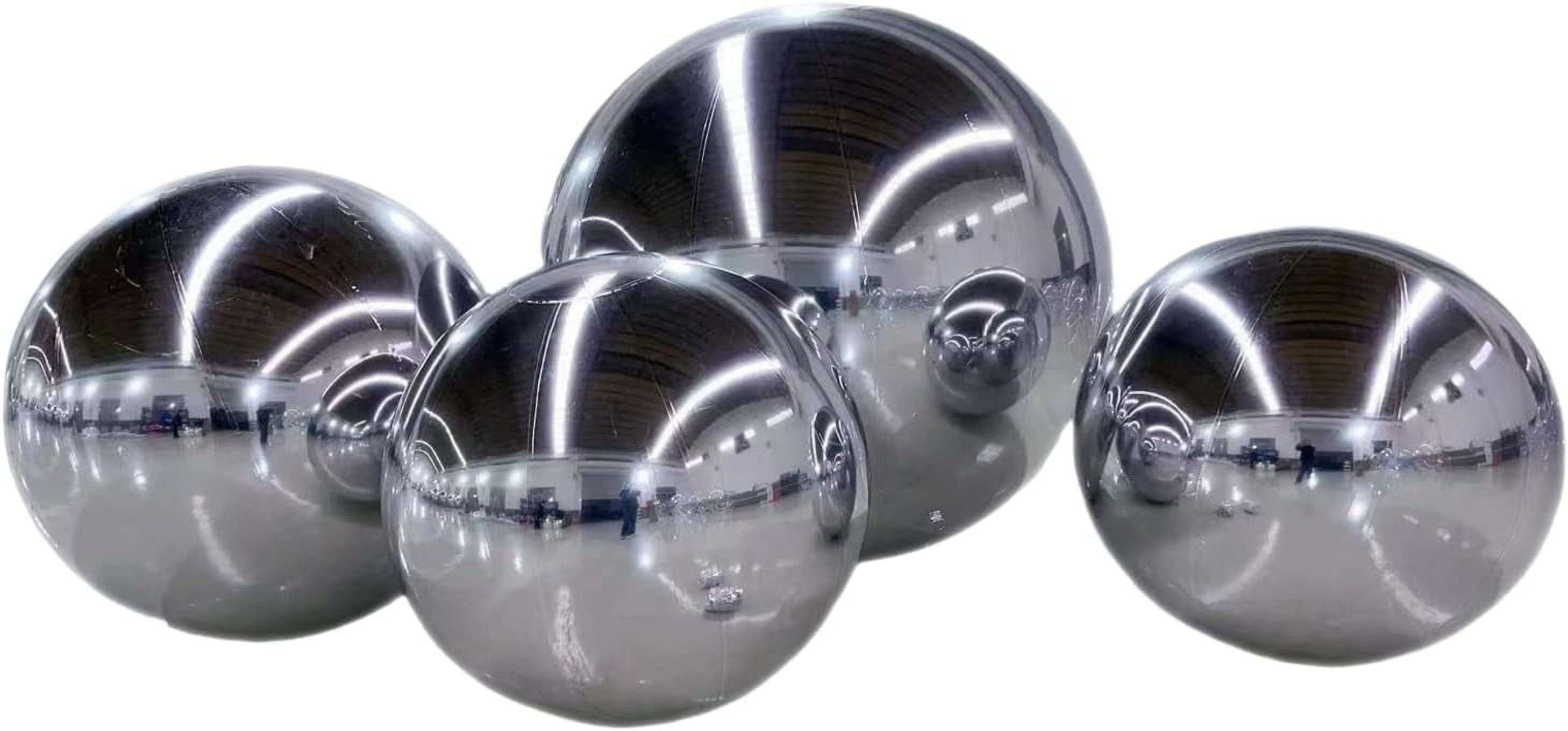 Silver Inflatable Mirror Ball Set - Sealed Shinny Balls Reusable Giant Mirror Balloon Sealed Disco Sphere For Wedding Nightclub Party Stage Hanging Decoration(4pcs1pack)