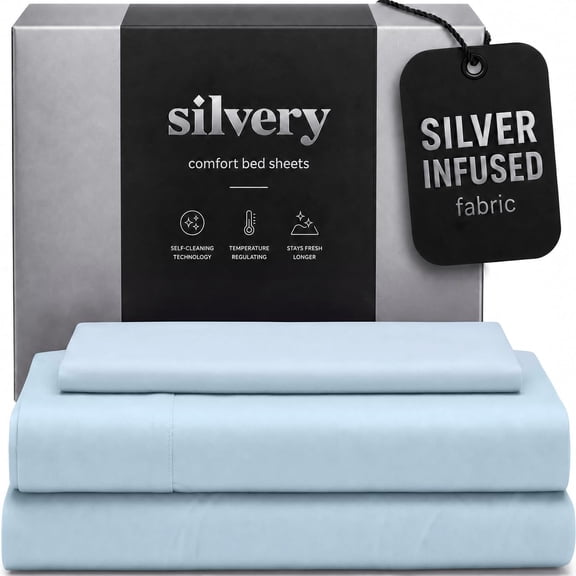 Silver Infused Bed Sheets Set Ultra-Soft Temperature Regulating Self Cleaning