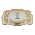 thumbnail image 1 of Silver Initial Letter (I) Monogram Belt Buckle Gold Metal Cowboy Rodeo Western, 1 of 2