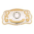 thumbnail image 1 of Silver Initial Letter (O) Monogram Belt Buckle Gold Metal Cowboy Rodeo Western, 1 of 2