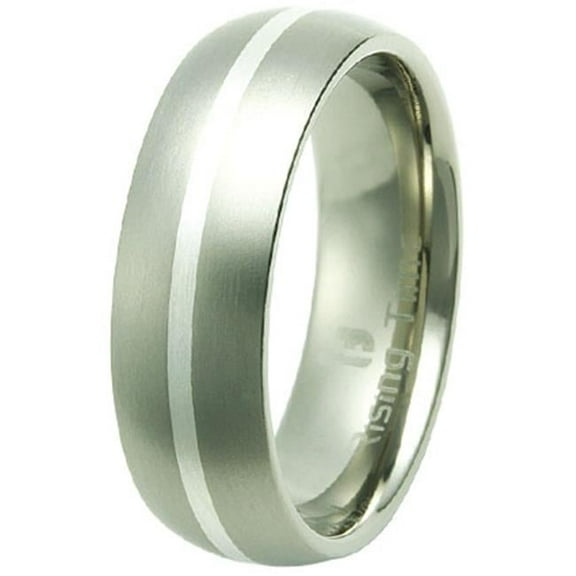 Silver Inlay Titanium Ring Size - 11