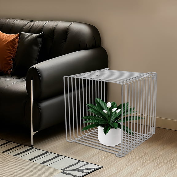 Silver Iron 30x30x30cm Square Geometric Side Table Retro Coffee Table Simple Sofa Table Modern Corner