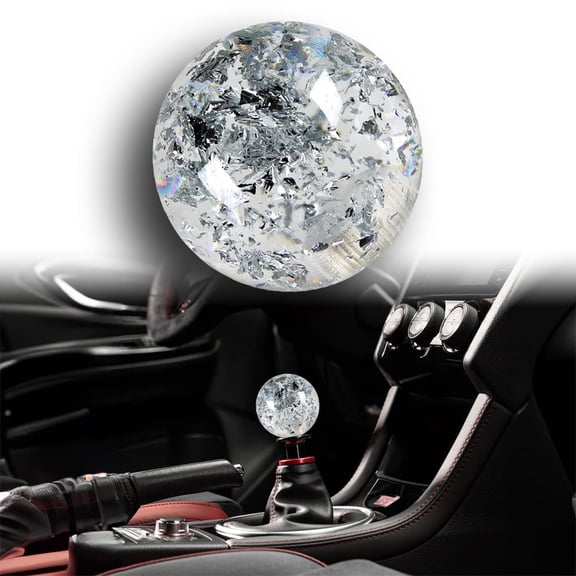 Silver JDM 58mm Round Ball Glitter Manual Gear Stick Shift Knob Lever Shifter